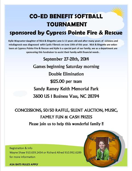benefit softball tournament for kylie waycaster cypress pointe benefit softball tournament flyer
