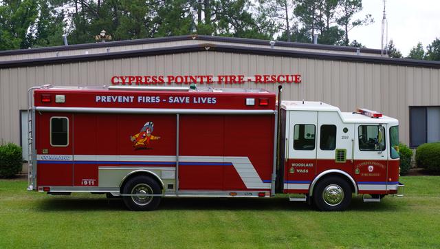 Rescue 219 is a 2001 HME Chassis with a Hackney Body.  R-219 has a full complement of extrication and heavy rescue equipment; it also has a 9,000 watt generator with a telescopic light tower and a rear command module for incident management. R-219 responds from Station 1 and is first due for rescue calls in Station1 and Station 3’s areas as well as Crains Creek’s Fire District.