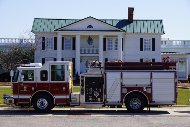 Engine 243 is a 2006 Pierce Contender and has a 1250 gpm pump with 1,000 gallons of water.  E-243 is the first-out engine for Station 3&rsquo;s district. 