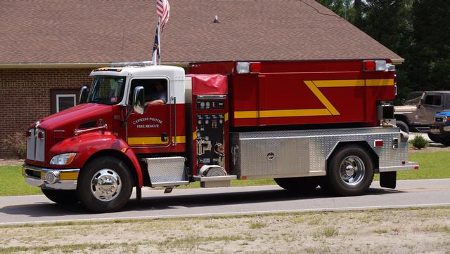 Tanker 246 is a 2010 Kenworth Chassis constructed by Fouts Brothers.  T-246 has a 500 gpm pump and carries 2,000 gallons of water.  It is housed at Station 3 and responds into areas of the Cypress Pointe District that do not have fire hydrants.  It may also be used on woods fires or other types of fires where water is not readily available for firefighting.